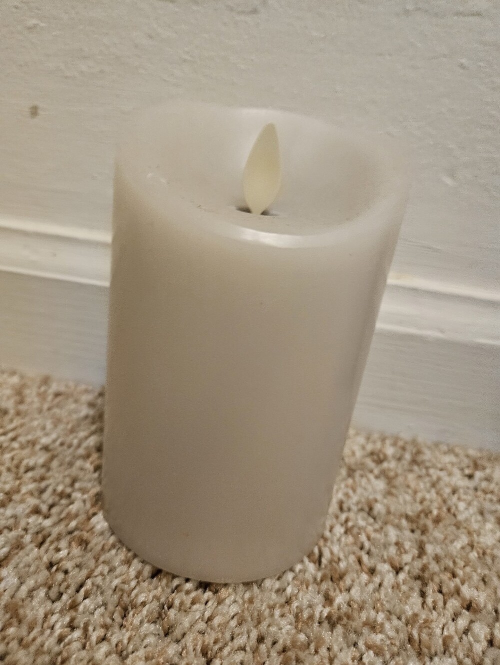 Grey/Beige Luminara Flameless Pillar Candle – Home Accent
